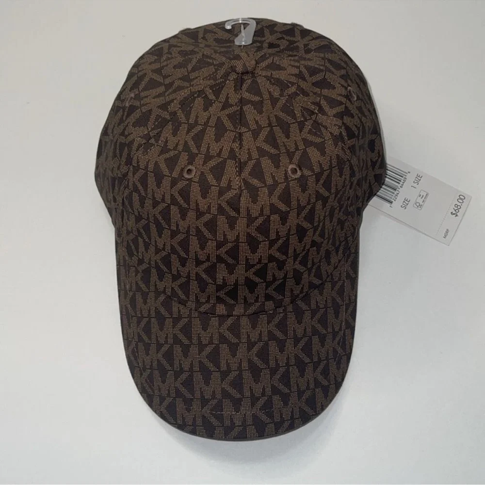 Michael Kors Signature MK Logo Baseball Cap Hat, Brown One Size.NWT